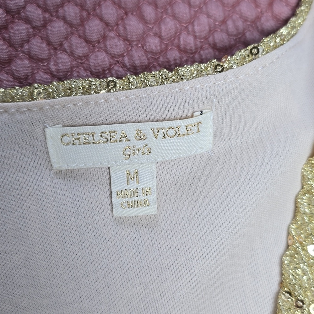 Chelsea & Violet Gold Short Puff Sleeve Sequin Embellished Jumper Medium - Picture 4 of 16